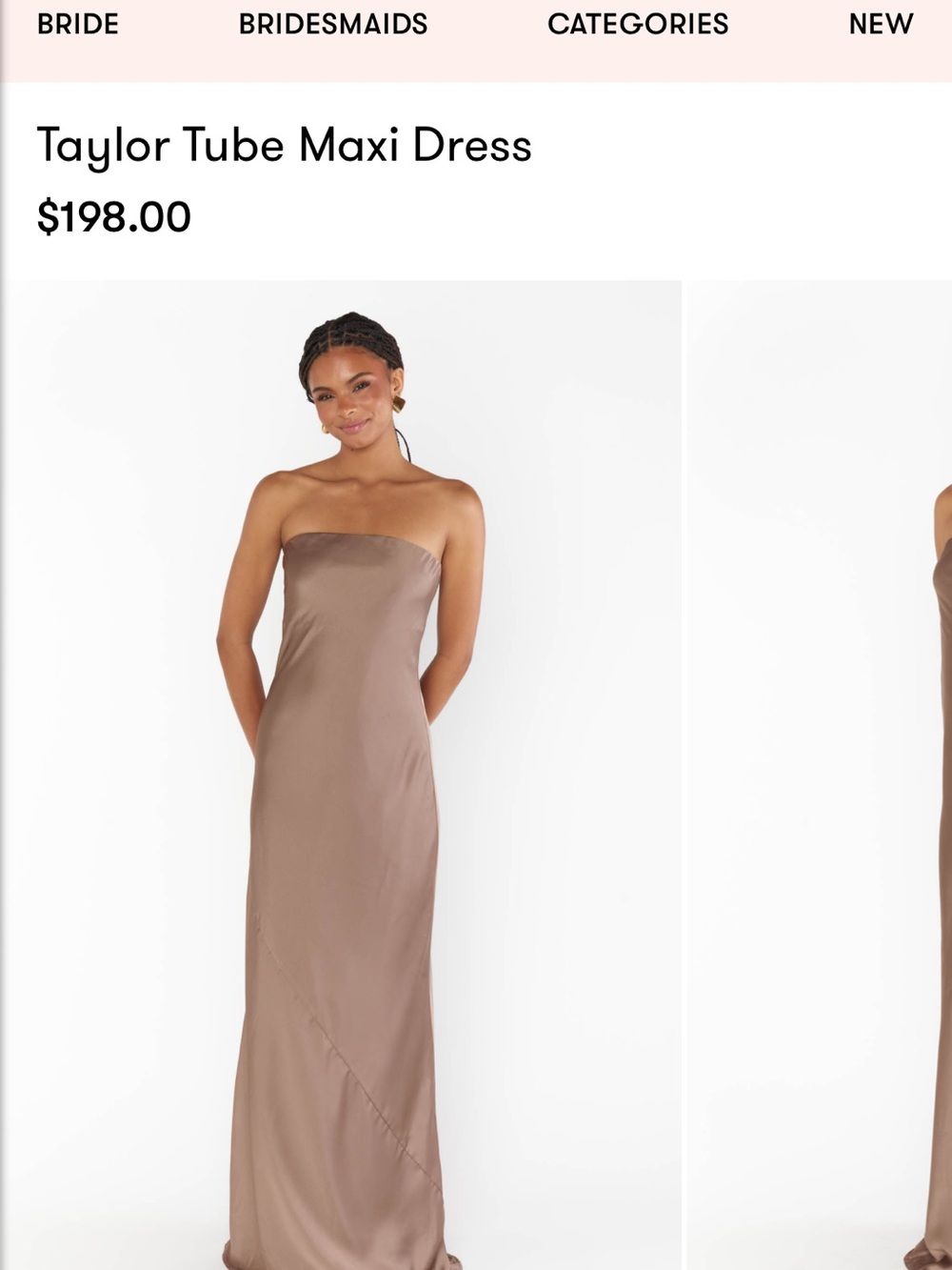 Show Me Your MuMu Strapless Satin Maxi Dress in Dune Luxe Satin